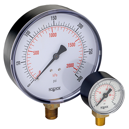 Pressure Gauge, 1.5" ABS Case, Copper Alloy Internals, 200 psi/bar, 1/8 NPT Male Bottom Conn