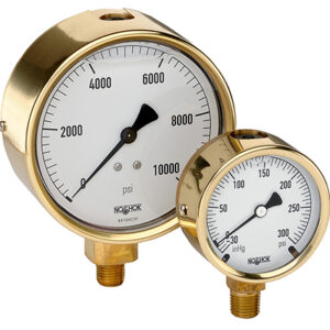 Vacuum Gauge, 2.5" Brass Case, Copper Alloy Internals, 30 vac, 7/16"-20 Back Conn, Glycerin Filled