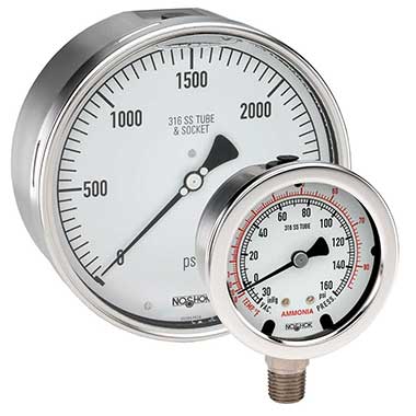 Vacuum Gauge, 2.5" 304SS Case, 316SS Internals, 30 vac, 1/4 NPT Male Bottom Conn