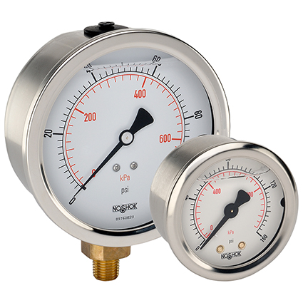 Pressure Gauge, 4" 304SS Case, Copper Alloy Internals, 6000 psi, 1/4 NPT Male Back Conn, Glycerin Filled